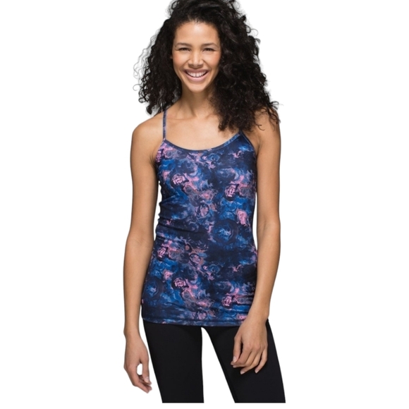 Lululemon Power Y Racerback Tank Top Sz 4  *Luon Moody Mirage Bark Berry - Picture 1 of 14